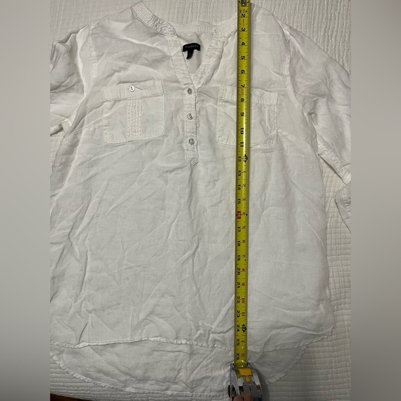 Talbots 100% Linen White Casual Blouse - Picture 8 of 8